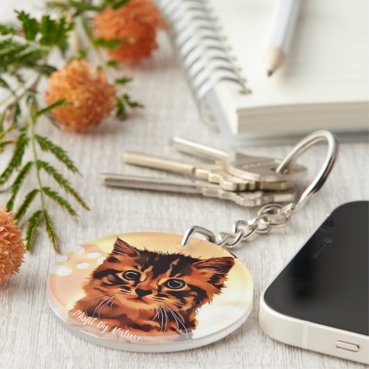 Kat met zoete nessy acrylSleutelhanger (tweezijdig Sleutelhanger (Voorkant Rechts)