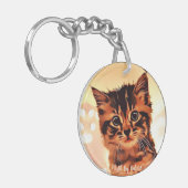 Kat met zoete nessy acrylSleutelhanger (tweezijdig Sleutelhanger (Voorkant Links)