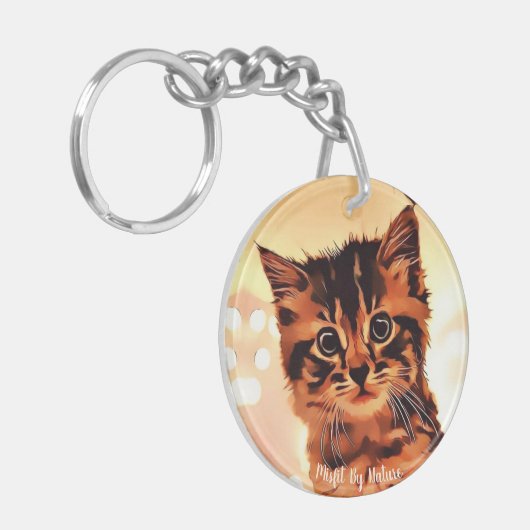 Kat met zoete nessy acrylSleutelhanger (tweezijdig Sleutelhanger (Voorkant Links)