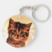 Kat met zoete nessy acrylSleutelhanger (tweezijdig Sleutelhanger (Achterkant)