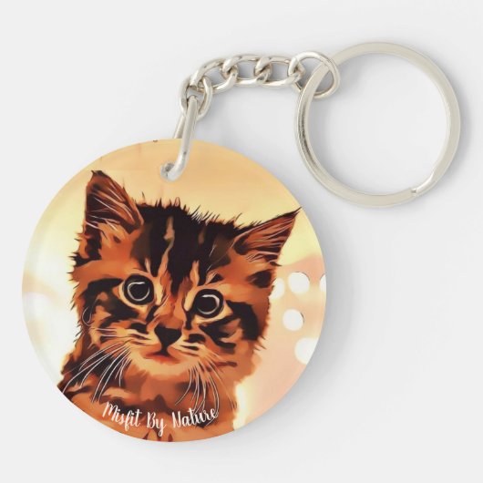 Kat met zoete nessy acrylSleutelhanger (tweezijdig Sleutelhanger (Achterkant)