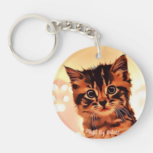 Kat met zoete nessy acrylSleutelhanger (tweezijdig Sleutelhanger (Voorkant)