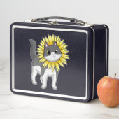 Kat met zonnebloem (In situ)