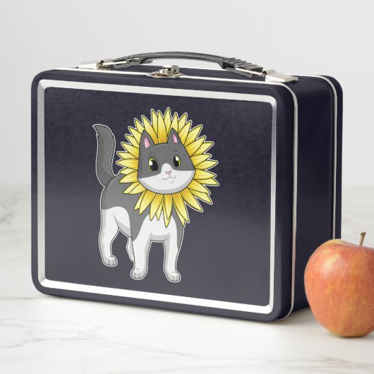 Kat met zonnebloem (In situ)