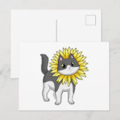 Kat met zonnebloem briefkaart (Voorkant / Achterkant)