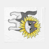 Kat met zonnebloem fleece deken (Voorkant (Horizontaal))