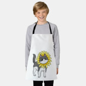 Kat met zonnebloem schort (Gedragen)