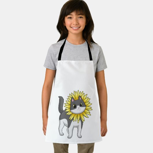 Kat met zonnebloem schort (Insitu)