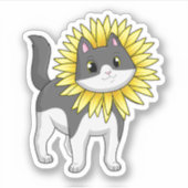 Kat met zonnebloem sticker (Voorkant)