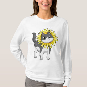 Kat met zonnebloem t-shirt
