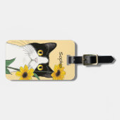 Kat met zonnebloemen bagagelabel (Voorkant horizontaal)