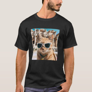 Kat met zonnebril bij de Ephesus in Turkije T-shirt