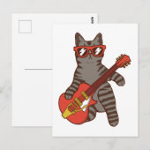 Kat met zonnebril die gitaar speelt briefkaart (Voorkant / Achterkant)