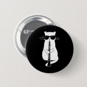 Kat met zonnebril die hobo speelt ronde button 5,7 cm (Voorkant /achterkant)