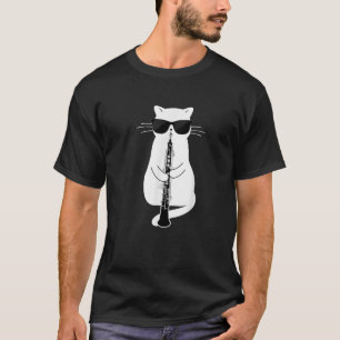 Kat met zonnebril die hobo speelt t-shirt