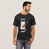 Kat met zonnebril die ukelele speelt t-shirt (Voorkant volledig)