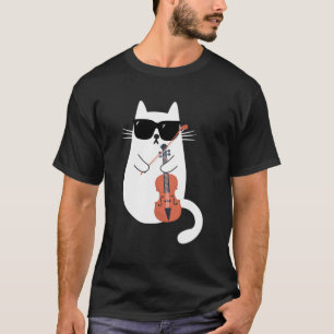 Kat met zonnebril die Violin Viola Musici speelt T-shirt