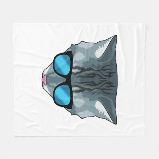 Kat met zonnebril fleece deken (Voorkant (Horizontaal))