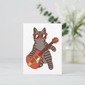 Kat met zonnebril gitaar spelend briefkaart (Staand voorkant)