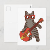 Kat met zonnebril gitaar spelend briefkaart (Voorkant / Achterkant)