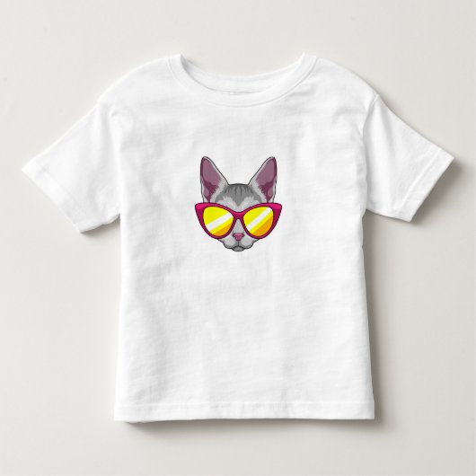 Kat met zonnebril kinder shirts (Voorkant)