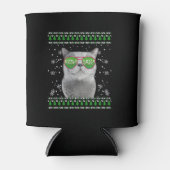 Kat met zonnebril Meowy Ugly KerstSweater Blikjeskoeler (Voorkant)