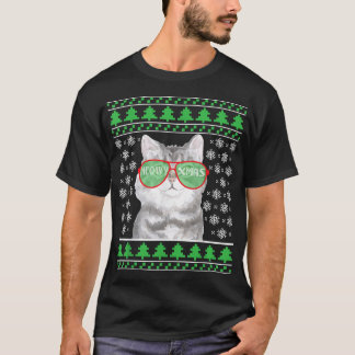 Kat met zonnebril Meowy Ugly kerstSweater T-shirt