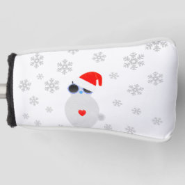 Kat met zonnebril met Kerstmannenhoed Golfheadcover
