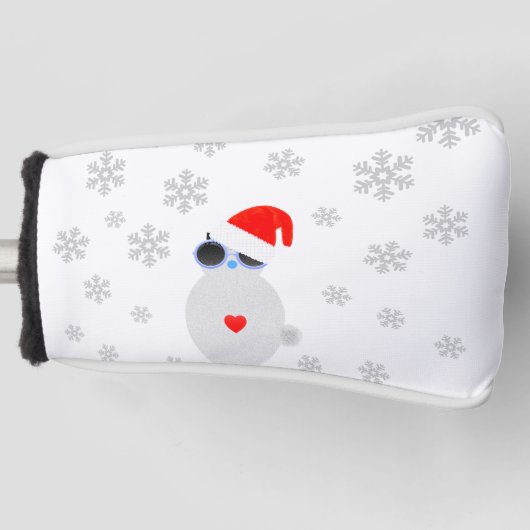 Kat met zonnebril met Kerstmannenhoed Golfheadcover (Voorkant)
