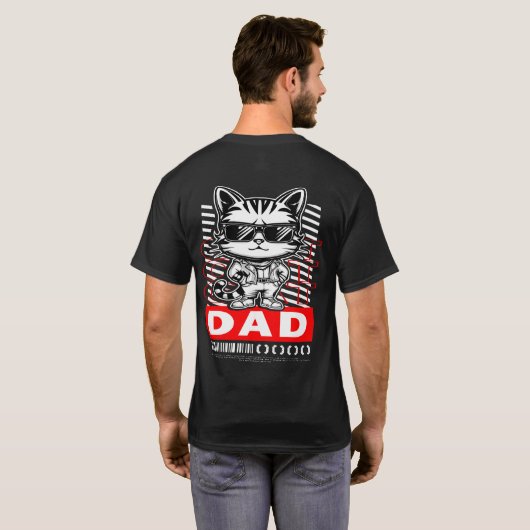 Kat met zonnebril papa t-shirt (Achterkant volledig)