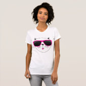 Kat met zonnebril Roze Eyeslijtage Womens T-Shirt (Voorkant volledig)