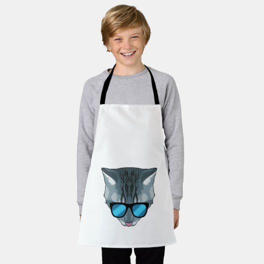 Kat met zonnebril schort (Gedragen)