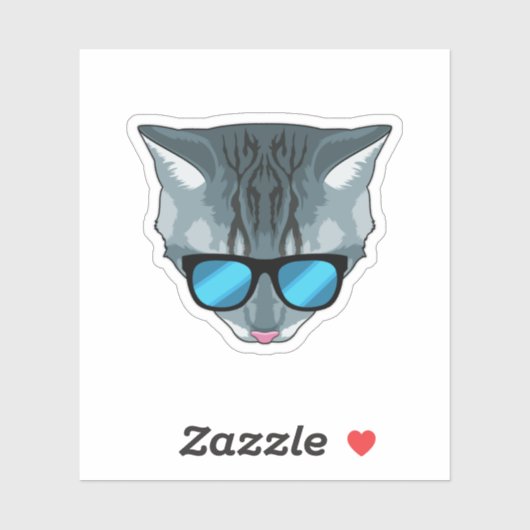Kat met zonnebril sticker (Vel)