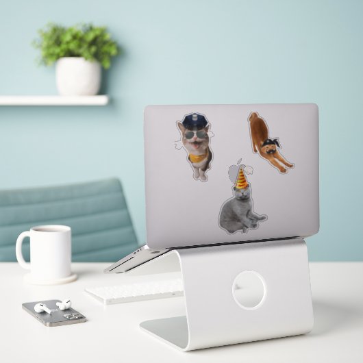 Kat met zonnebril sticker (Laptop op bureau)