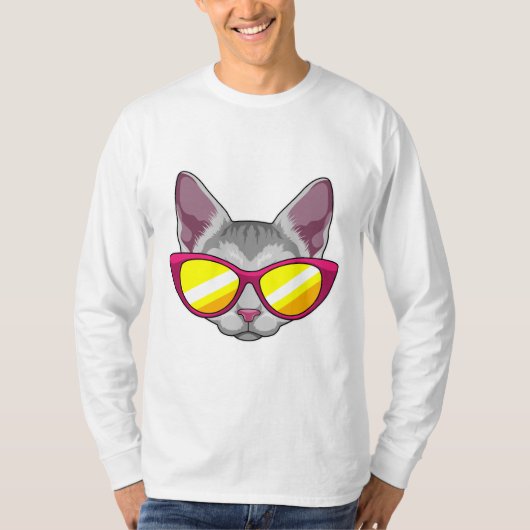 Kat met zonnebril t-shirt (Voorkant)