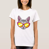 Kat met zonnebril t-shirt (Voorkant)