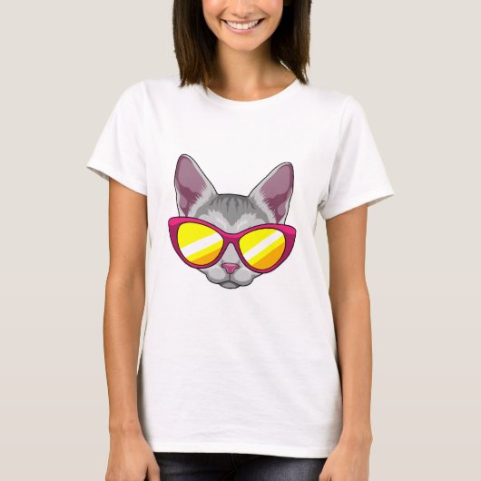 Kat met zonnebril t-shirt (Voorkant)