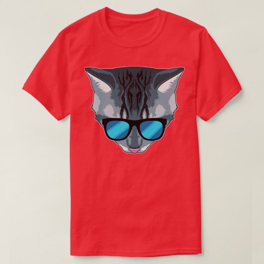 Kat met zonnebril t-shirt (Design voorkant)