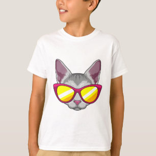 Kat met zonnebril t-shirt