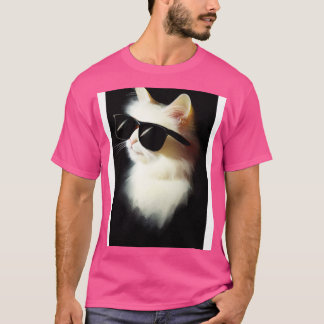 Kat met zonnebril t-shirt