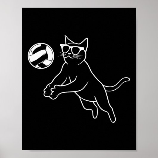 Kat met zonnebril Volleybal Kat Poster (Voorkant)