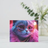 Kat met zonnebrillen briefkaart (Staand voorkant)