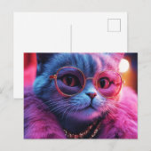 Kat met zonnebrillen briefkaart (Voorkant / Achterkant)