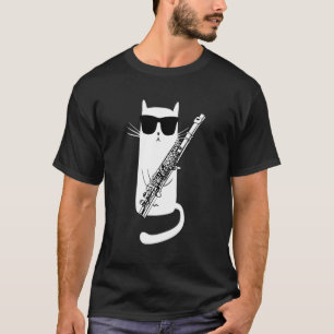 Kat met zonnebrillen die flut afspelen t-shirt
