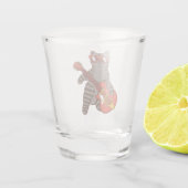 Kat met zonnebrillen die gitaar spelen shot glas (Achterkant)