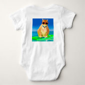 Kat met zonnebrillen die in de oceaan surfen romper (Achterkant)