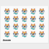 Kat met zonnebrillen ronde sticker (Vel)