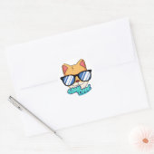 Kat met zonnebrillen ronde sticker (Envelop)