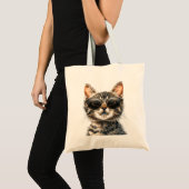 Kat met zonnebrillen tote bag (Voorkant (product))
