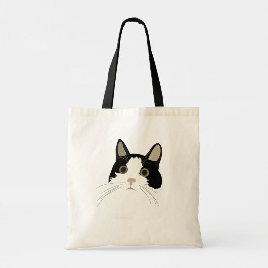 Kat met zwarte en witte kat tote bag (Achterkant)